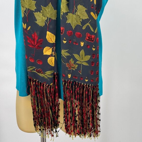 Julienne Collezione Floral Scarf wrap fashion  Fringe blue Pattern - Picture 5 of 9
